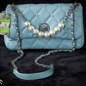 Badgley Mischka Teal Quilted Shoulder Bag